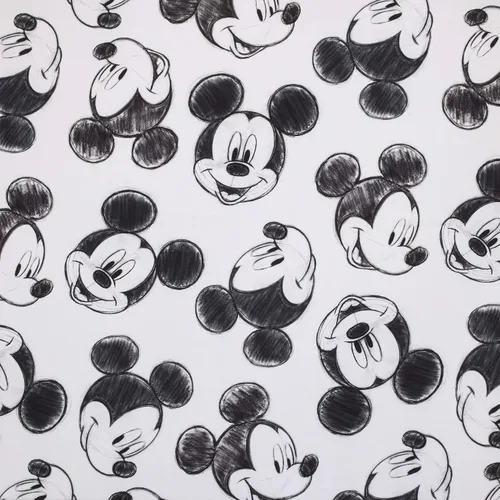 Vista 5 de Disney Mickey Mouse - Sábana bajera ajustable de poliéster para cuna de Mickey Mouse color blanco y negro