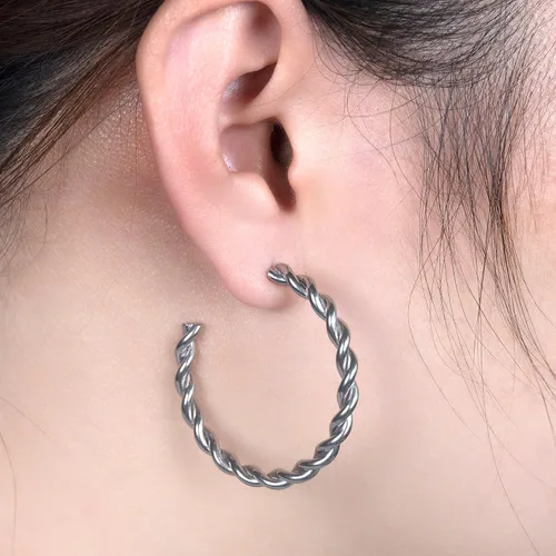 Vista 2 de Limerencia Aretes de aro hipoalergénicos G23 de titanio puro, grandes abiertos, ligeros, con circonita cúbica, para mujeres y niñas, orejas sensibles