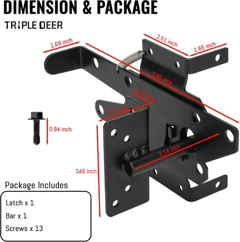 Vista 2 de TRIPLE DEER Pestillo de puerta de valla autobloqueante, montaje en poste de vinilo resistente, herrajes de puerta de madera de cierre automático