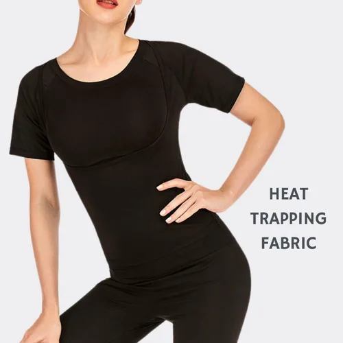 Vista 4 de Nano Hertz Traje de sauna para sudar y perder peso, faja moldeadora para entrenamiento de cintura, entrenamiento, ejercicio, camisa de manga corta