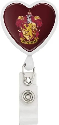 Vista 7 de Harry Potter Ilustrated Hogwart's Crest Heart Lanyard Retractable Reel Badge ID Card Holder Rosado