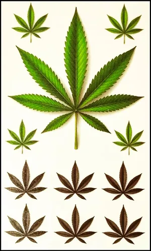 Vista 2 de Juego de 3 hojas de mini marihuana verde de hoja de tatuajes temporales para hombres y mujeres, decoración de diseño, cuerpo sexy, suministros