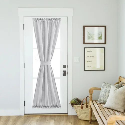 Vista 36 de NICETOWN - Cortinas de luz lateral para puerta de 72 pulgadas de largo para ventanas de lino, cortinas opacas para privacidad con protección contra