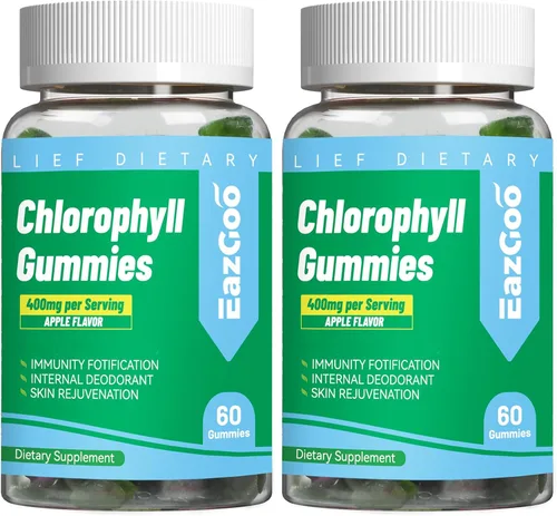 Vista 7 de Gomitas de clorofila sin azúcar, vitamina B12 y zinc, desodorante natural*, apoya la desintoxicación saludable de la piel y el cuerpo*, apoyo