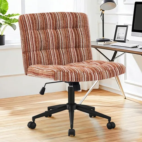 Vista 8 de Furnimart Silla de escritorio giratoria de 360° con tiras cruzadas, cojín extra grueso, silla de felpilla de alta calidad con patas cruzadas