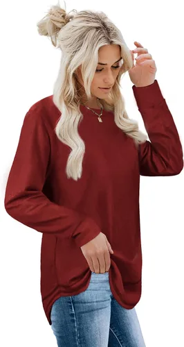 Vista 3 de Dofaoo - Sudaderas para mujeres, con cuello redondo, camisetas de manga larga, camisetas largas para usar con leggings