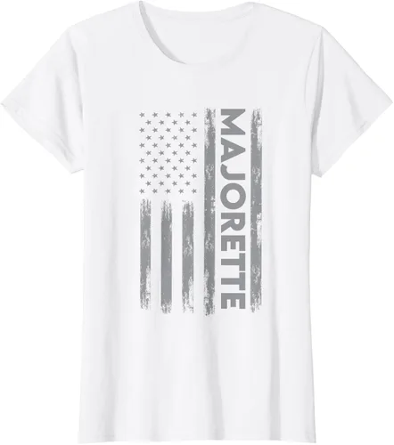Vista 19 de Great Majorette - Camiseta de bastón giratorio con diseño de bandera de Estados Unidos, Negro, S