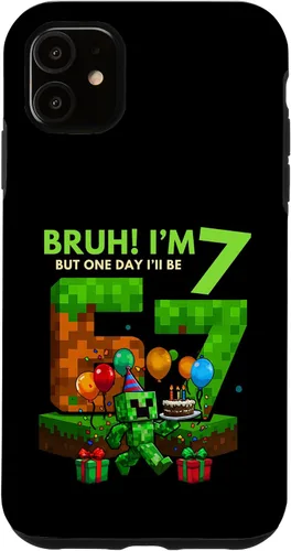 Vista 8 de Bruh I'm 7 But One-Day I'll Be 67 Retro 7th Birthday Kids Case for iPhone 17