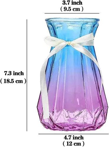 Vista 2 de Jarrón de cristal para centros de mesa, florero de flores de 7.3 pulgadas de alto, decoración de sala de estar, jarrones para boda, comedor, casa