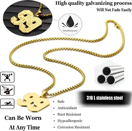 Vista 7 de SKQIR Number Necklace for Men Black Baseball Jersey Number Pendant for Boys Athletes Number Chain Pandent for Boys Sport Stainless Steel necklace