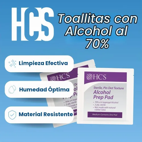 Vista 2 de HCS - Almohadillas de preparación de alcohol medio - Toallitas con alcohol isopropílico al 70%, envueltas individualmente, 2 capas, texturizadas