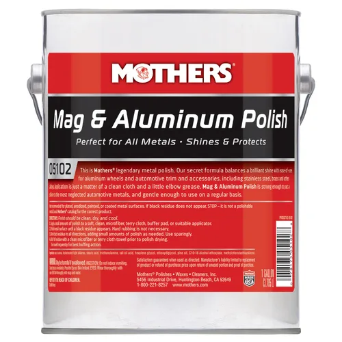 Vista 9 de Pulidor Mag & Aluminum Polish 05101 y paquete de telas de microfibra., std color Brilliant Shine, All Uncoated & Unplated Metals Including