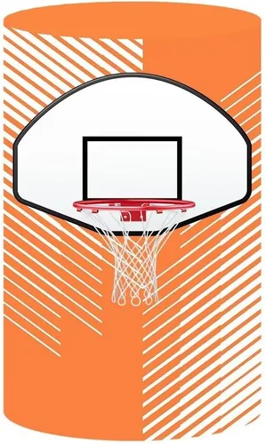 Vista 2 de Fundas de soporte de cilindro con temática de baloncesto para fiestas de cumpleaños de niños, cubierta de pedestal con patrón de cesta, decoración