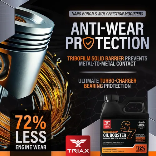 Vista 3 de Triax Max Oil Booster S7, limpiador de lodos de motor, refuerzo TBN, modificador de fricción, estabilizador de viscosidad, inhibidor de oxidación