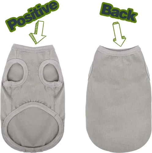 Vista 6 de Paiaite 6 piezas de camisa lisa para perro, camisas sin mangas de algodón para cachorros, ropa transpirable para mascotas, camiseta sin mangas