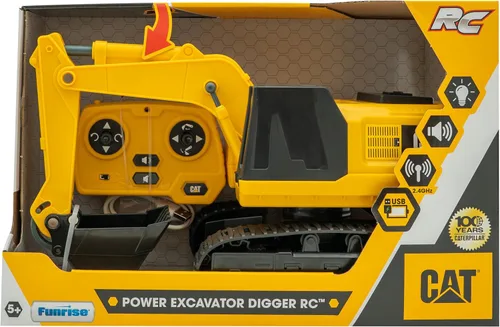 Vista 2 de CAT Power Excavator Digger RC Construction for Kids 5+ 2.4GHz Remote Control Truck Toy, Full-Function Dig, Scoop, Spin & Drive, Realistic Lights &