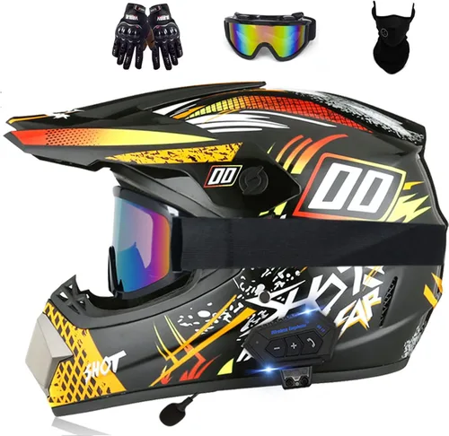 Vista 11 de Casco de motocross Bluetooth para adultos, casco de motocross, aprobado por DOT/ECE, perfecto para motocicletas de motocross, motos de cross, ATV