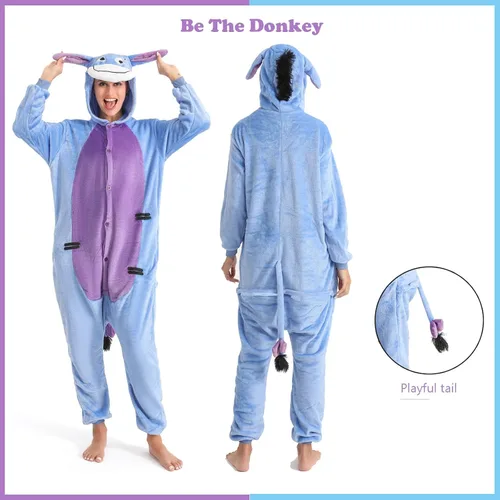 Vista 4 de Griong Fit - Pijama de una pieza para adultos, unisex, de franela para cosplay, animal, ropa de dormir de una pieza para Halloween, ropa de dormir