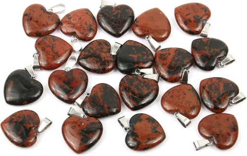 Vista 8 de LE SKY 20 piezas de dijes de piedra natural en forma de corazón, dijes de piedra curativa para hacer joyas