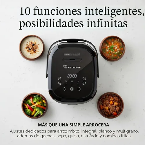 Vista 3 de Arrocera de 10 tazas con cesta de vapor, arrocera inteligente con olla interior antiadherente fácil de limpiar, temporizador de retraso y ajustes