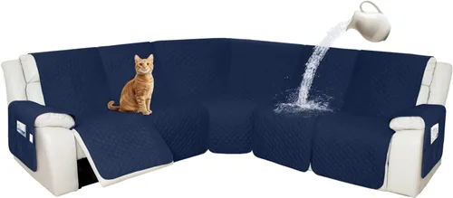 Vista 103 de Arfntevss Fundas de sofá modular reclinable, 100% impermeable, en forma de L, para sillón reclinable en forma de L, funda seccional lavable