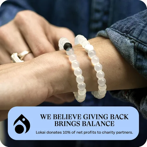 Vista 5 de Lokai Beaded Bracelets for Women & Men, Classic Clear Style - Mental Health Awareness Bracelet Encourages Mental Wellness Slides-On for Comfortable