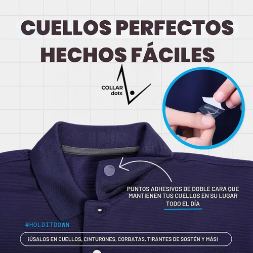 Vista 7 de Collar Dots – Adhesive Collar Stays for Dress Shirts & Polos Stop Floppy & Curling Collars Easy Stick-On Stiffeners