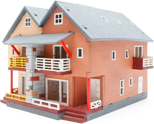Vista 2 de [YOUNGMODELER] Kits de modelo de montaje de madera de escritorio (casa dúplex)