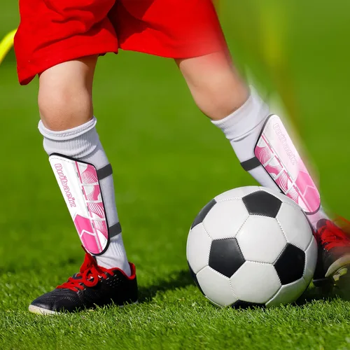 Vista 3 de Espinilleras de fútbol para niños y niñas, espinilleras de fútbol para niños y niñas, equipo de protección de pantorrillas, equipo de protección