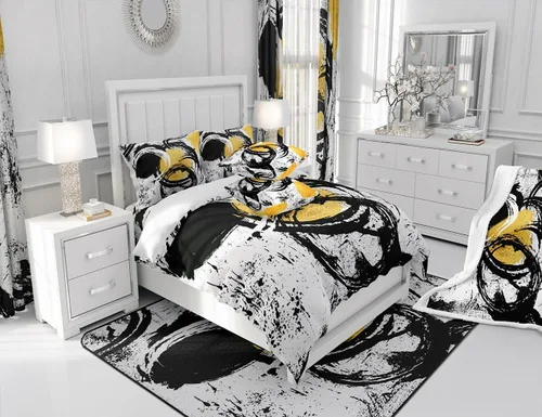 Vista 6 de Manfei Sábana bajera abstracta tamaño individual, juego de ropa de cama geométrica moderna de 2 piezas para decoración de habitación de niños