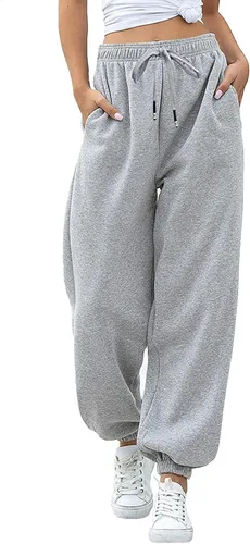Vista 2 de WPNMASNP Pantalones deportivos casuales de cintura alta para mujer, para otoño, holgados, Y2K, modernos con bolsillos
