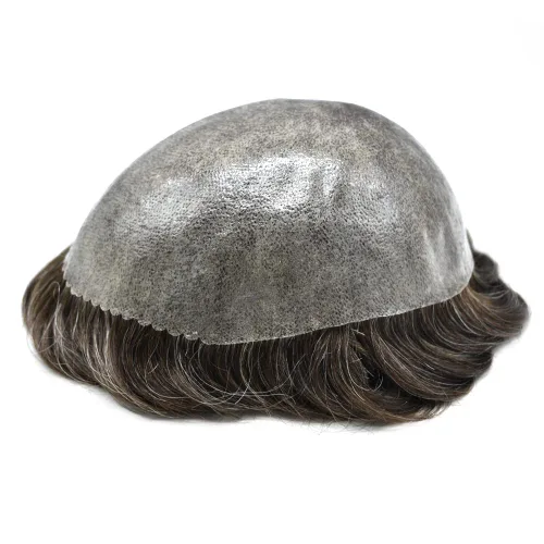Vista 39 de Toupee para hombre 100% cabello humano real tupé para hombres 0.004 in piel de poliuretano para hombre, sistema de reemplazo de piezas de pelo