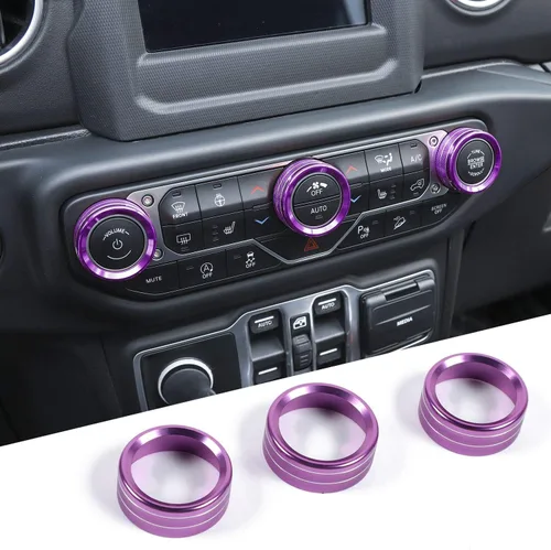 Vista 10 de JeCar - Cubierta de perilla de interruptor de aire acondicionado, de aleación de aluminio, compatible con Jeep Wrangler 2018-2023 JL JLU y 2020-2023