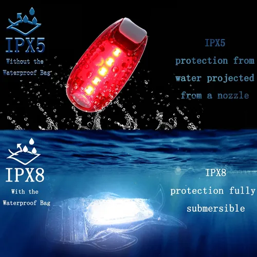 Vista 3 de Amzonly 4Pack Kayak Lights with IPX8 Fish-shaped Waterproof Bag, Battery Operated Navigation Lights for Night Kayaking, Clip on for Paddle board