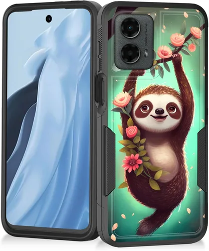 Vista 128 de Funda para Moto G Play 4G 2024, resistente de doble capa híbrida de policarbonato duro, goma suave, a prueba de golpes, funda protectora resistente