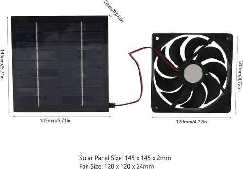 Vista 8 de Kit de ventilador de panel solar, mini ventilador de panel solar de 100 W, ventilador de techo alimentado por energía solar para RV, yate