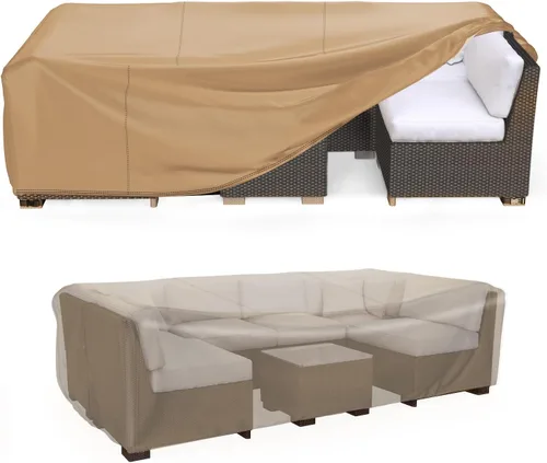 Vista 9 de Mrrihand Funda para Juego de Muebles de Patio Impermeable, Funda para Juego de Sofá Seccional de Exterior de Servicio Pesado 600D Funda para Juego