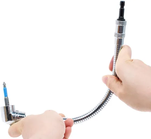 Vista 2 de Extensión de broca flexible con adaptador de taladro en ángulo recto, eje flexible para destornillador eléctrico, taladro de impacto de potencia