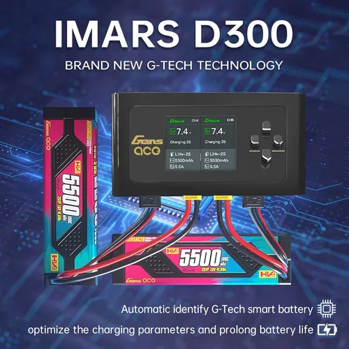 Vista 5 de Lipo Cargador de batería, cargador Gens Ace IMARS D300 G-Tech Series Smart Dual Lipo Balance Charger AC 300W DC 700W (350W* 2) 16A RC Cargador