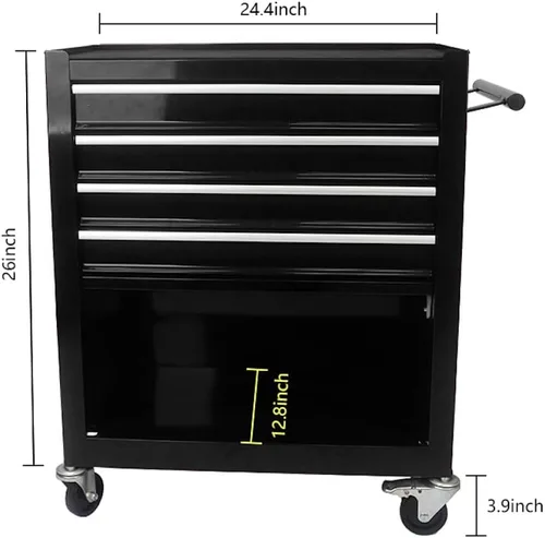 Vista 2 de Carrito de herramientas con ruedas y cajones mecánicos, caja de herramientas resistente con cerradura, carrito de herramientas multifuncional