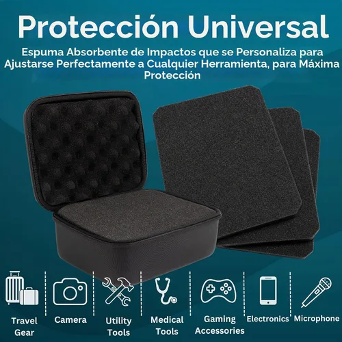 Vista 4 de Estuche rígido con espuma protectora personalizable - Interior: 9.5" x 7.5" x 4.75" - Funda rígida ligera para cámara con cremallera para GoPro