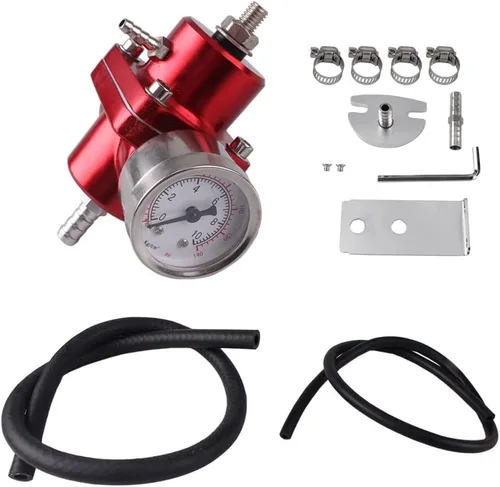 Vista 10 de BARTOO Kit universal de regulador de presión de combustible ajustable, regulador de combustible de aluminio, regulador de presión de inyección