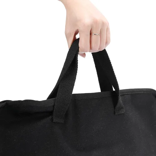 Vista 5 de Lona encerada resistente, estuche multiusos para cuchillos con 5 ranuras, mango duradero, banda elástica (negro)