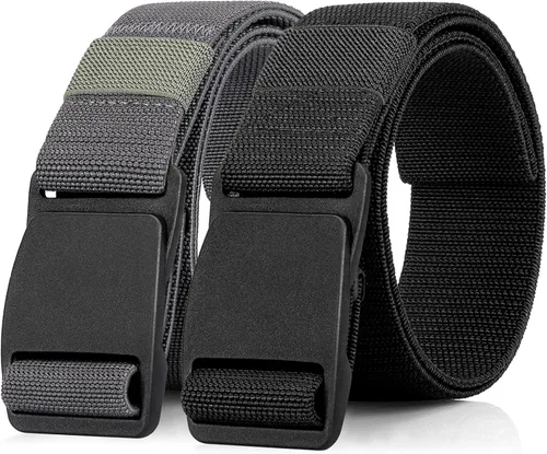 Vista 10 de Cinturón de nylon libre de metal para hombres correa militar extensible web con hebilla de plástico