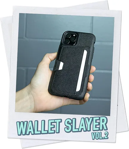 Vista 2 de Smartish Funda tipo cartera para iPhone 11 Pro - Wallet Slayer Vol. 2 [soporte protector delgado] tarjetero (seda) - Black Tie Affair