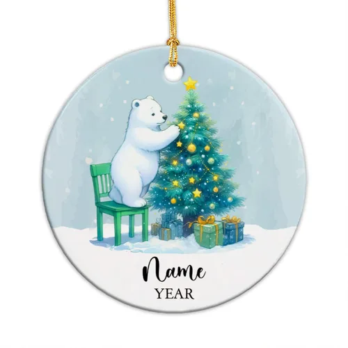 Vista 24 de Adornos de Navidad personalizados de vaca para niños, adornos personalizados de la primera Navidad del bebé de vaca para recién nacido, adorno