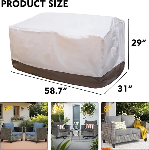 Vista 6 de OVIOS Juego de muebles de patio, fundas impermeables, sofá modular para exteriores, sofá biplaza, silla otomana, para todo tipo de clima, funda