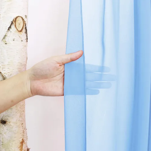 Vista 4 de 1 panel de 20 pies para arco de boda, tela transparente azul bebé para drapear, cortinas de gasa para arcos de boda, cortinas azul claro, cortinas