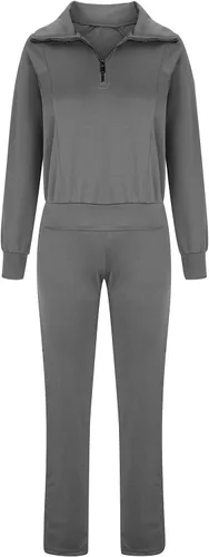 Vista 6 de WKSCLPAI Women's 2 Piece Outfits Casual Dressy Sweatsuit Sets Trendy Half Zip Sweatshirt Wide Leg Pant Lounge Set Tracksuit