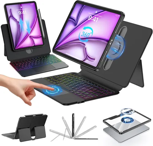 Vista 17 de Funda transparente con teclado para iPad A16 de 11ª/10ª generación Negro